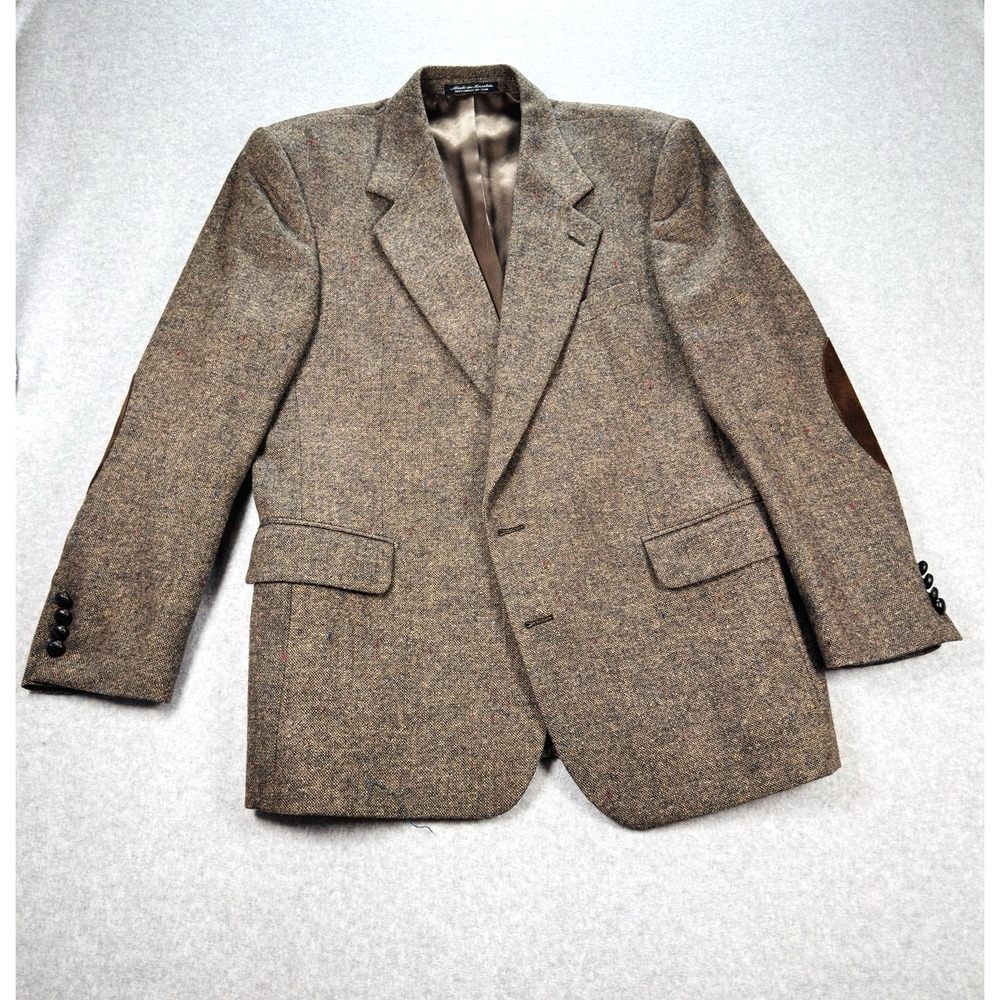 Andhurst Men's 42R 100% Wool Tweed Blazer Sport Coat Brown Elbow Patches